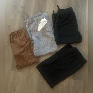 Set of Four Casual Pants in Black, Gray, and Brown